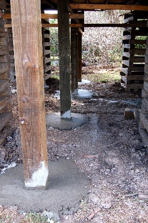 Cement around pilings