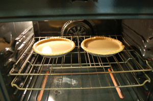 Pumpkin Pies in oven