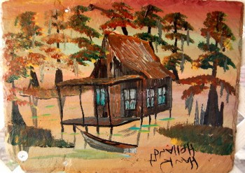 Cabin in Swamp on Slate Tile